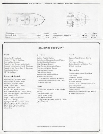 Topaz 28 Cuddy Brochure