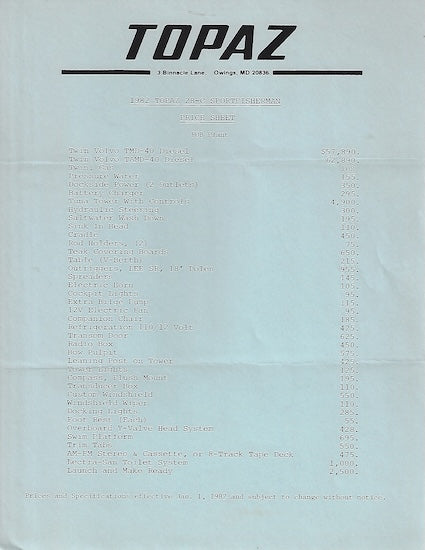 Topaz 28 Cuddy Brochure
