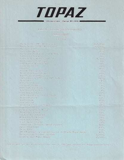 Topaz 28 Cuddy Brochure