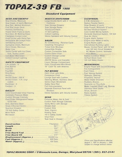 Topaz 39 Flybridge Brochure
