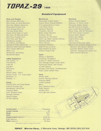 Topaz 29 Brochure