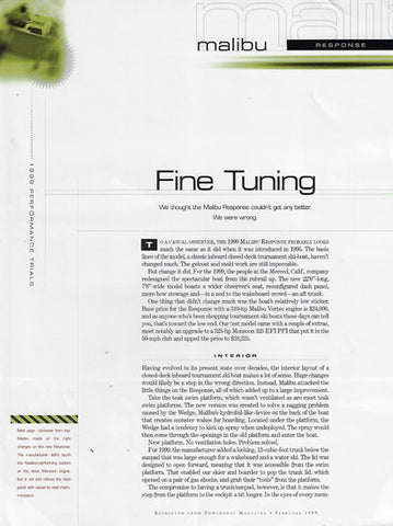 Malibu Response Powerboat Magazine Reprint Brochure