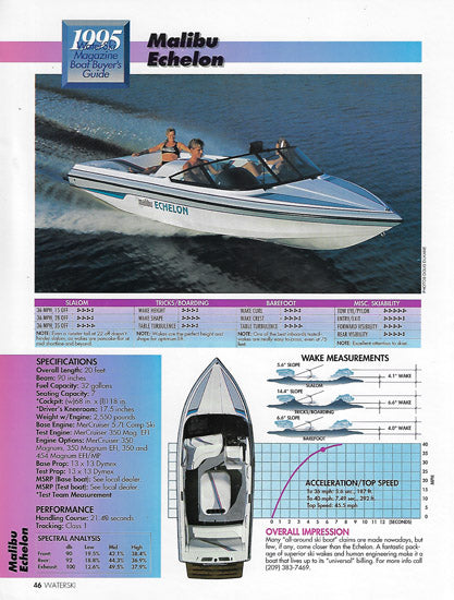 Malibu Echelon Waterski Magazine Reprint Brochure