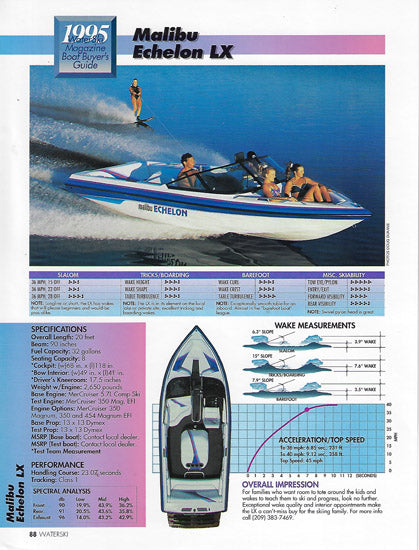 Malibu Echelon LX Waterski Magazine Reprint Brochure