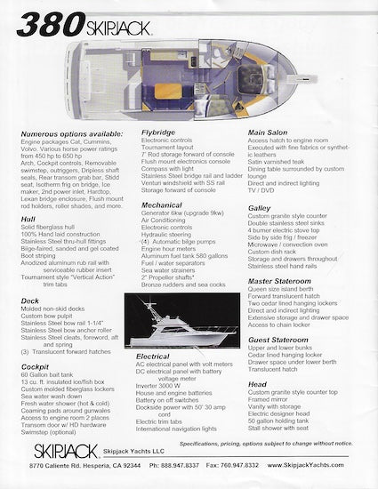 Skipjack 380 Flybridge Brochure