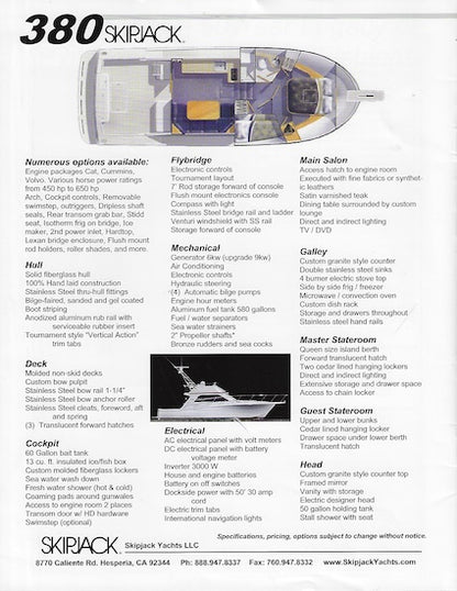 Skipjack 380 Flybridge Brochure