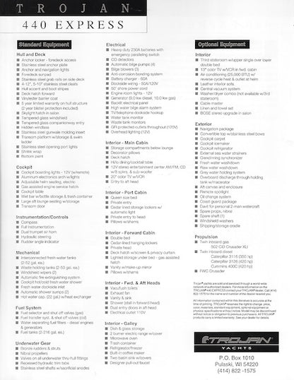 Trojan 440 Express Specification Brochure (1994)