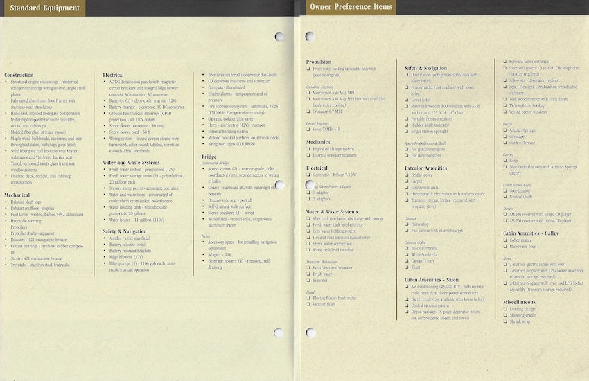 Carver 326 Aft Cabin Specification Brochure
