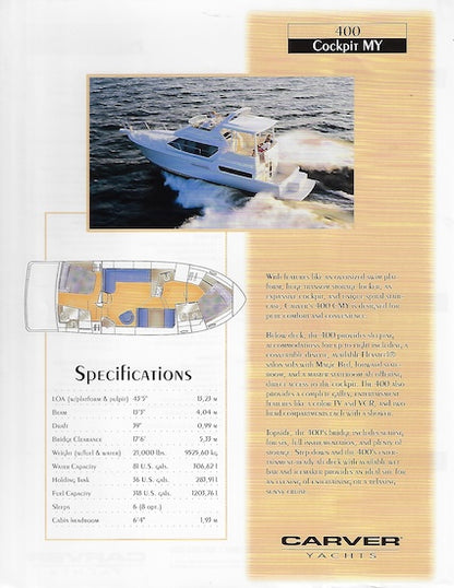 Carver 400 Cockpit Motor Yacht Specification Brochure