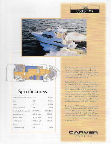 Carver 400 Cockpit Motor Yacht Specification Brochure