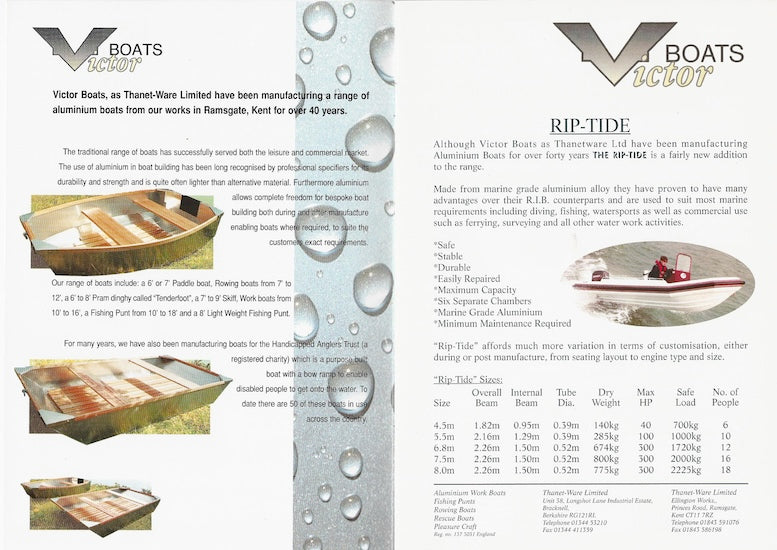 Thanet-Ware Victor Boats Brochure