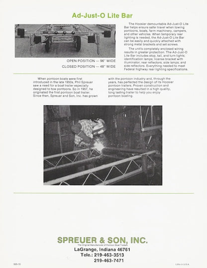 Spreuer Hoosier Pontoon Trailer Brochure