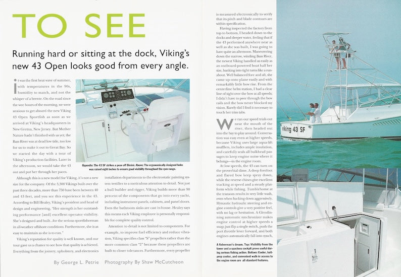 Viking 43 Sport Fish Power & Motoryacht Magazine Reprint Brochure