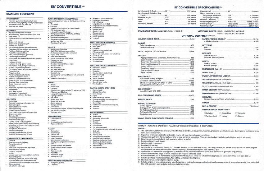 Viking 58 Convertible Specification Brochure
