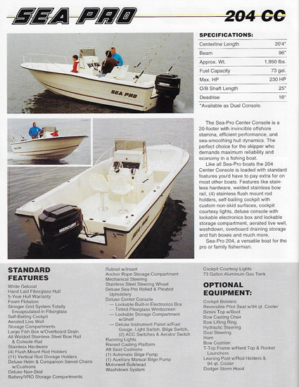 Sea Pro 1994 Brochure – SailInfo I boatbrochure.com