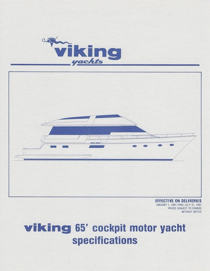 Viking 65 Cockpit Motor Yacht Specification Brochure