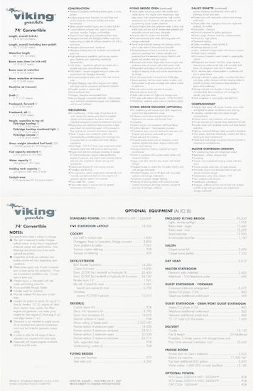 Viking 74 Convertible Specification Brochure