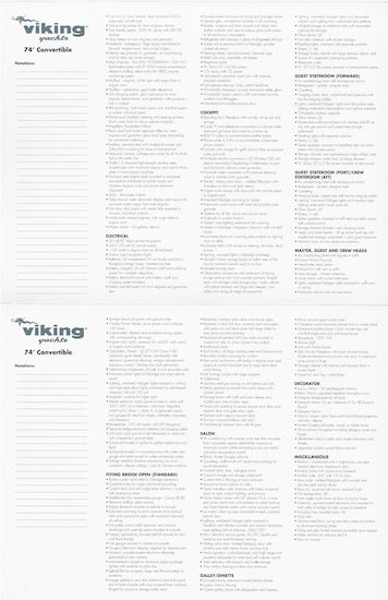 Viking 74 Convertible Specification Brochure