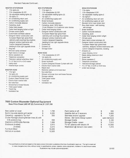 Bluewater 7000 Custom Specification Brochure