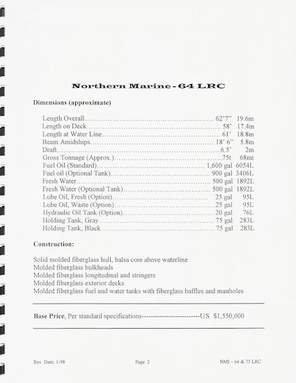 Northern Marine 64 & 75 Long Range Cruisers  Bound Presentation Brochure