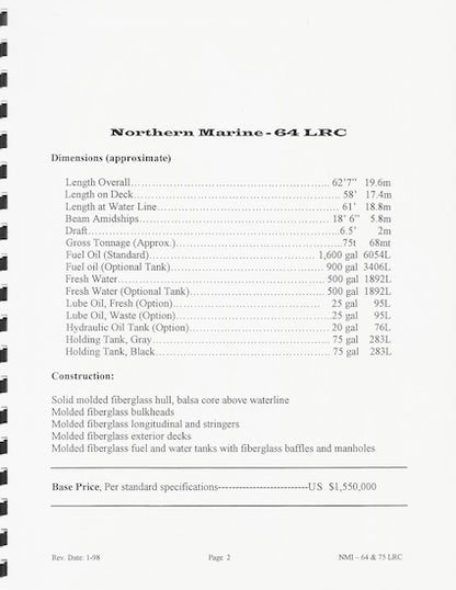 Northern Marine 64 & 75 Long Range Cruisers  Bound Presentation Brochure