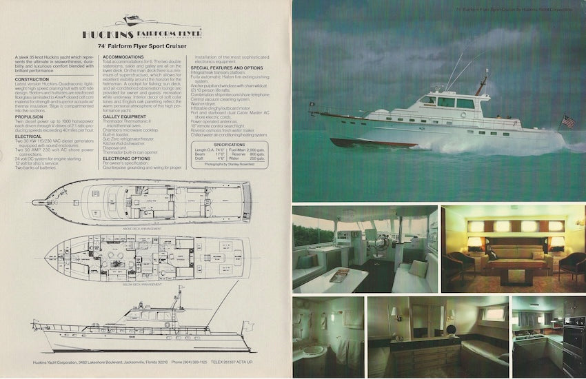 Huckins 74 Fairform Flyer Sport Cruiser Brochure