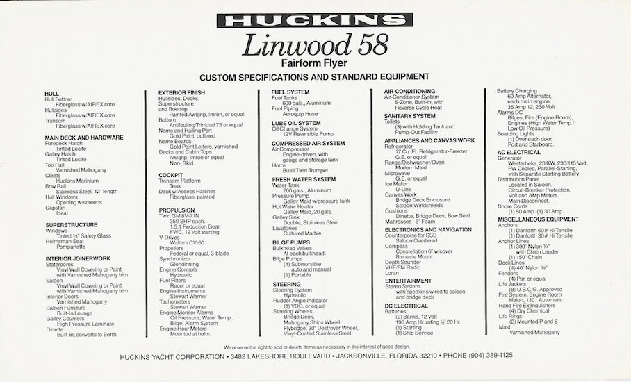 Huckins Linwood 58 Poster Plan Brochure