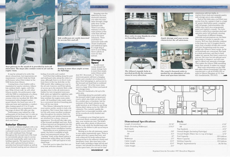 Gibson 5500 Houseboat Magazine Reprint Brochure