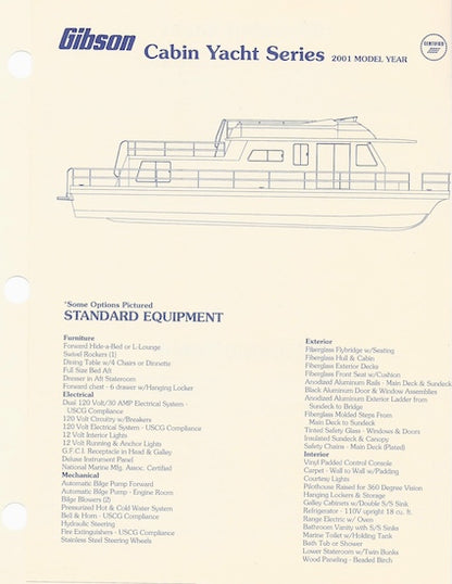 Gibson Cabin Yacht Series Specification Brochure