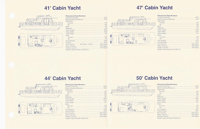 Gibson Cabin Yacht Series Specification Brochure