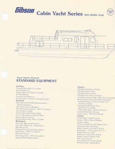 Gibson Cabin Yacht Series Specification Brochure