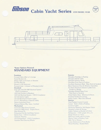 Gibson Cabin Yacht Series Specification Brochure