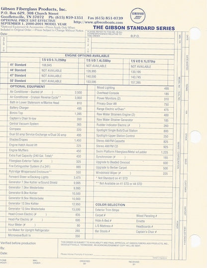Gibson Standard Series Specification Brochure