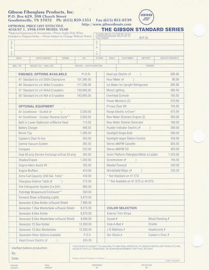 Gibson Standard Series Specification Brochure