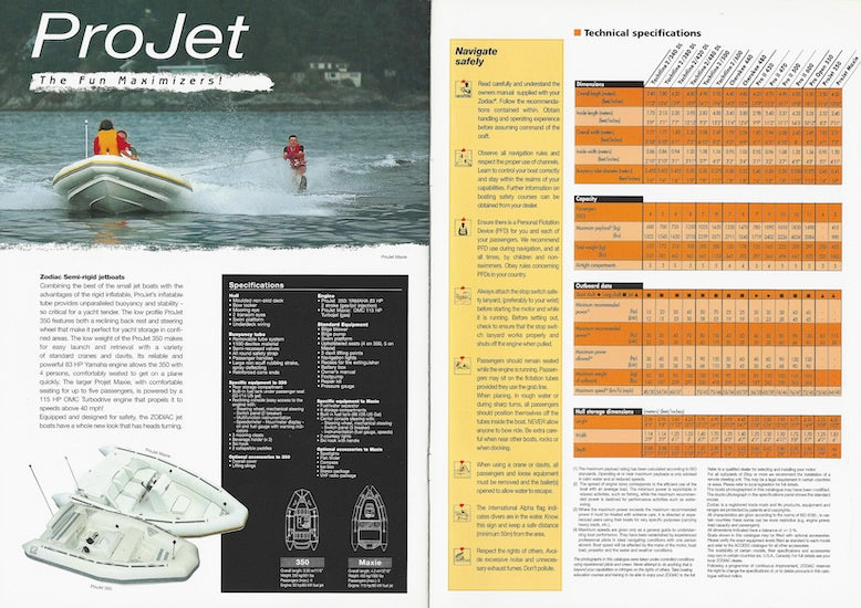 Zodiac 1998 Semi Rigid Brochure