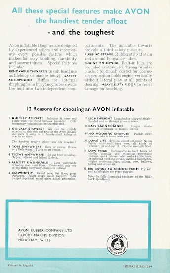 Avon 1965 Inflatables Brochure