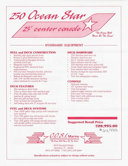 Ocean Star 250 Catamaran Brochure Brochure Package