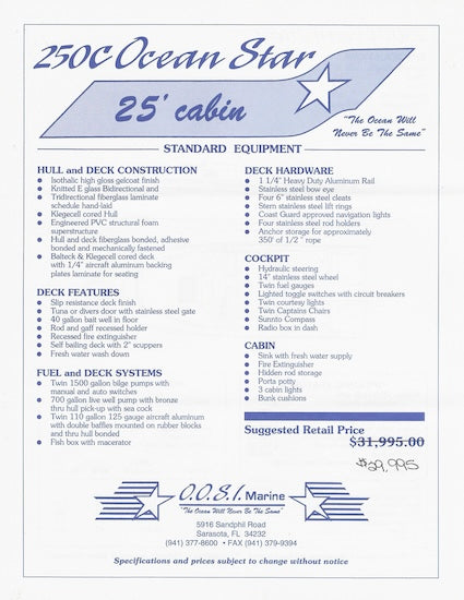 Ocean Star 250 Catamaran Brochure Brochure Package