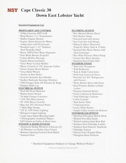 North Sea Cape Classic 30 Brochure