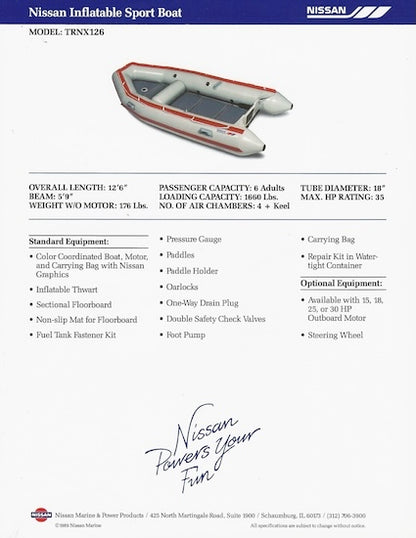 Nissan TRNX126 Inflatable Boat Brochure