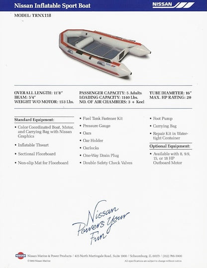 Nissan TRNX118 Inflatable Boat Brochure
