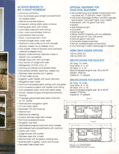 Kayot 1980s House Boat Brochure