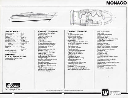 Wellcraft Monaco Specification Brochure