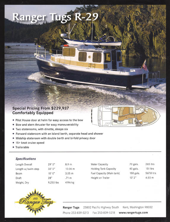 Ranger R-29 / R29 Classic Tug Brochure – SailInfo I boatbrochure.com