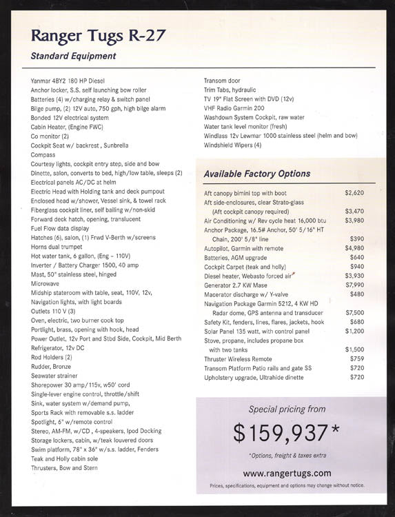 Ranger R-27 / R27 Classic Tug Brochure