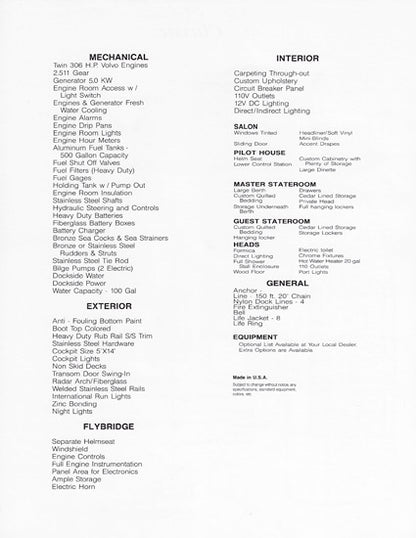 Navigator 46 Classic Specification Brochure