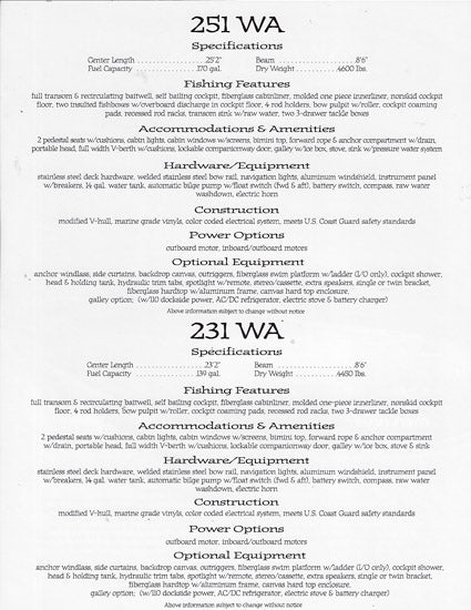 Sport Craft 231 / 251 Walk Around Brochure
