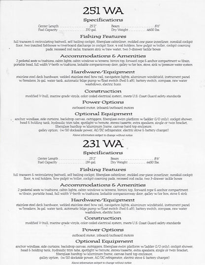 Sport Craft 231 / 251 Walk Around Brochure