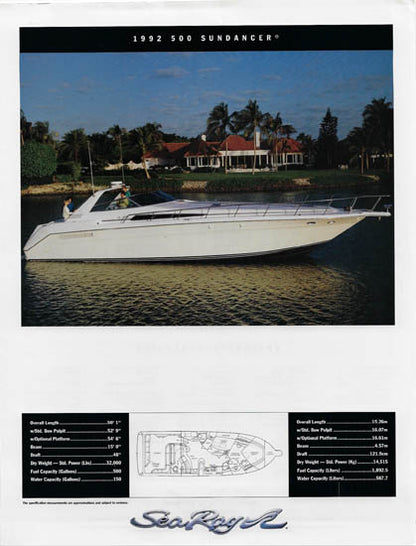 Sea Ray 500 Sundancer Specification Brochure (1992)