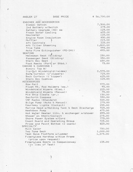 Tripp Angler 27 Brochure